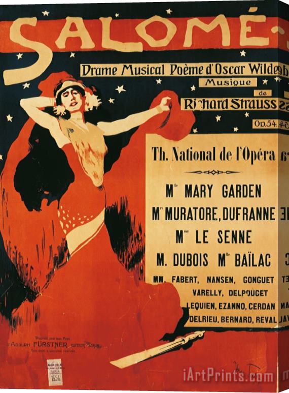 Richard Strauss Poster Of Opera Salome Stretched Canvas Print / Canvas Art