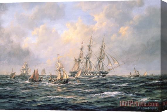Richard Willis Convoy of East Indiamen amid Fishing Boats Stretched Canvas Print / Canvas Art