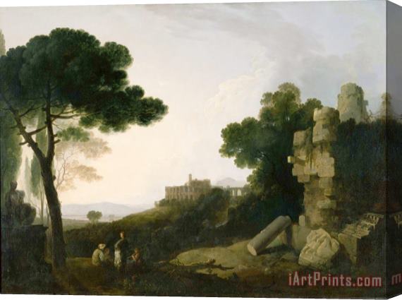 Richard Wilson Landscape Capriccio with Tomb of The Horatii And Curiatii, And The Villa of Maecenas at Tivoli Stretched Canvas Print / Canvas Art