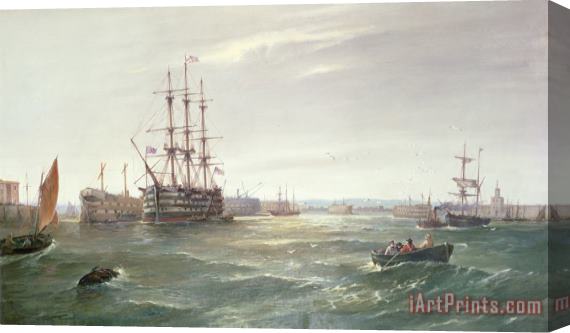 Robert Ernest Roe Portsmouth Harbour with HMS Victory Stretched Canvas Painting / Canvas Art