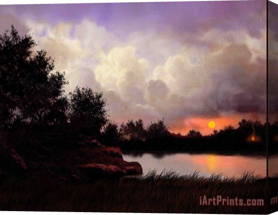 Robert Foster Red Sky Camp Stretched Canvas Painting / Canvas Art