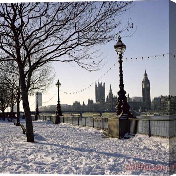 Robert Hallmann Big Ben Westminster Abbey And Houses Of Parliament In The Snow Stretched Canvas Print / Canvas Art