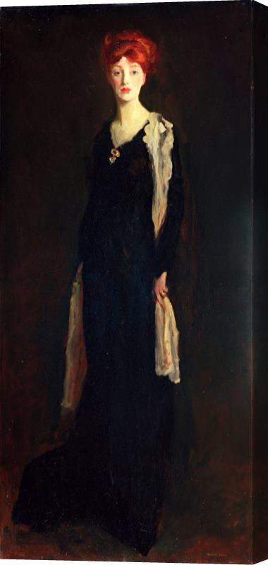 Robert Henri Lady in Black with Spanish Scarf (o in Black with a Scarf) Stretched Canvas Print / Canvas Art