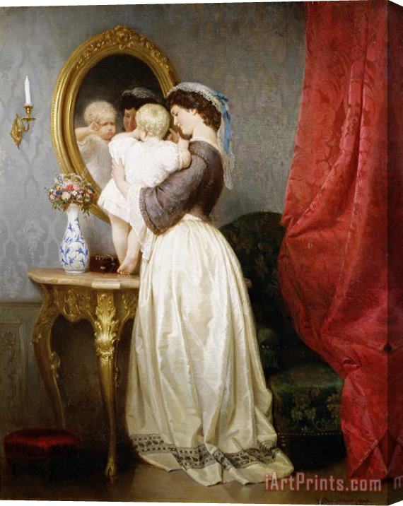 Robert Julius Beyschlag Reflections of Maternal Love Stretched Canvas Painting / Canvas Art