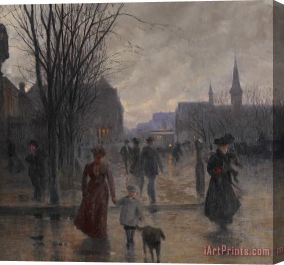 Robert Koehler Rainy Evening On Hennepin Avenue Stretched Canvas Print / Canvas Art
