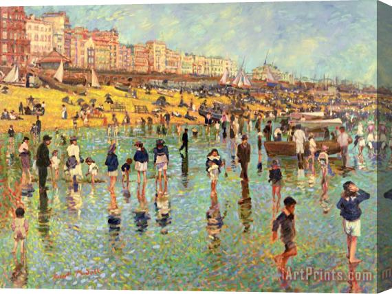 Robert Tyndall Passing Time on Brighton Beach Stretched Canvas Painting / Canvas Art