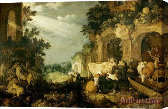 Roelant Savery Landscape with Ruins, Cattle And Deer Stretched Canvas Painting / Canvas Art