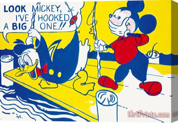 Roy Lichtenstein Look Mickey Stretched Canvas Painting / Canvas Art