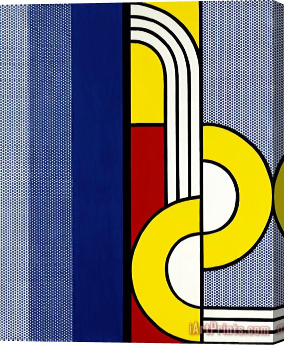 Roy Lichtenstein Modern Painting with Yellow Interweave Stretched Canvas Painting / Canvas Art