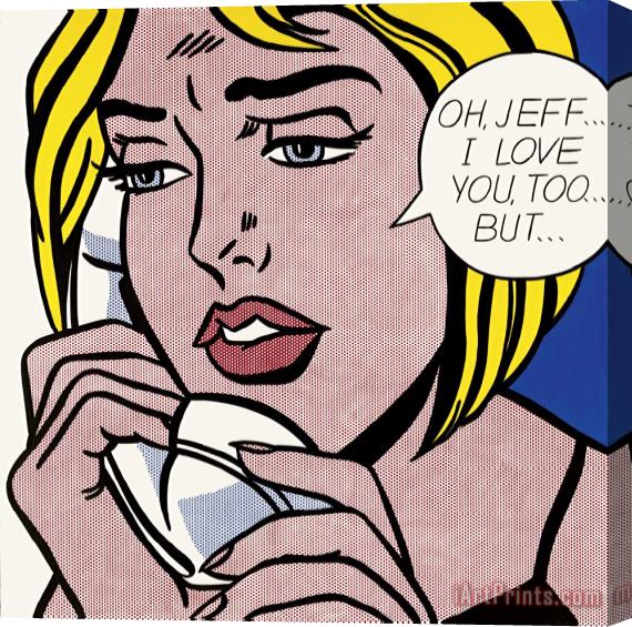 Roy Lichtenstein Oh Jeff I Love You Too But 1964 Stretched Canvas Painting / Canvas Art