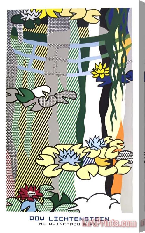 Roy Lichtenstein Water Lilies with Japanese Bridge Stretched Canvas Painting / Canvas Art