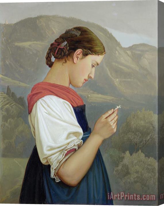 Rudolph Friedrich Wasmann Tyrolean Girl Contemplating a Crucifix Stretched Canvas Painting / Canvas Art