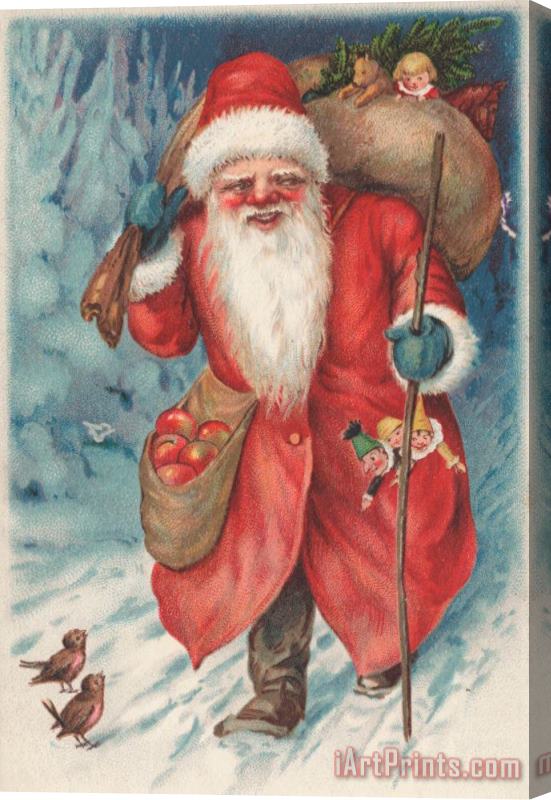 Russian School Christmas Card Stretched Canvas Painting / Canvas Art