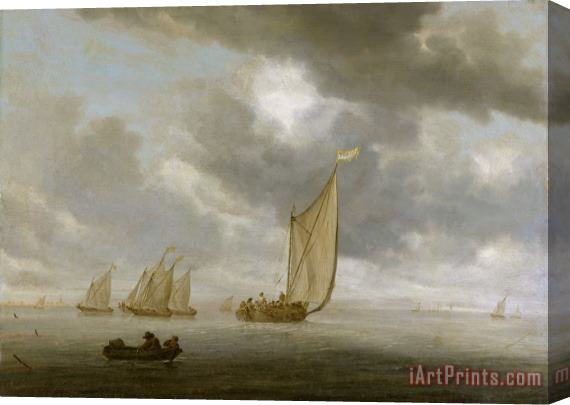 Salomon van Ruysdael Sailing Vessels on a Inland Body of Water Stretched Canvas Painting / Canvas Art