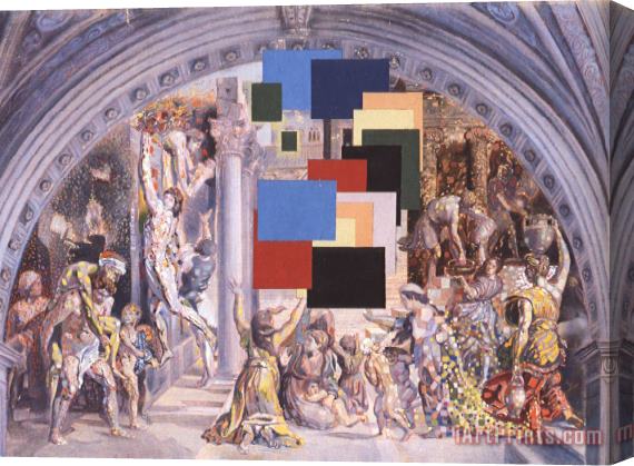 Salvador Dali Athens Is Burning The School of Athens And The Fire in The Borgo 1980 Stretched Canvas Painting / Canvas Art