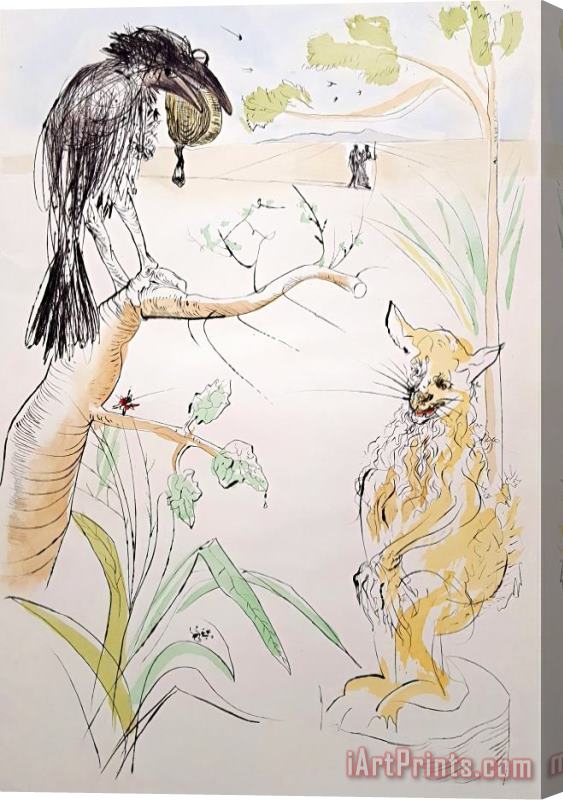 Salvador Dali Le Corbeau Et Le Renard (the Raven And The Fox), 1974 Stretched Canvas Print / Canvas Art