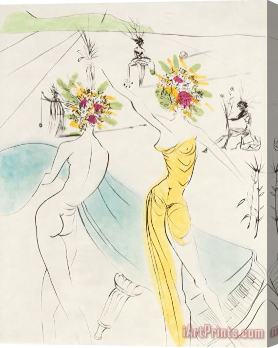 Salvador Dali Les Femmes Fleurs Au Piano, From The Hippies Stretched Canvas Painting / Canvas Art