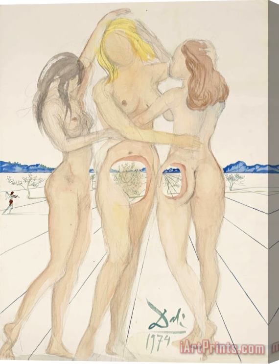 Salvador Dali Les Trois Graces, 1974 Stretched Canvas Print / Canvas Art