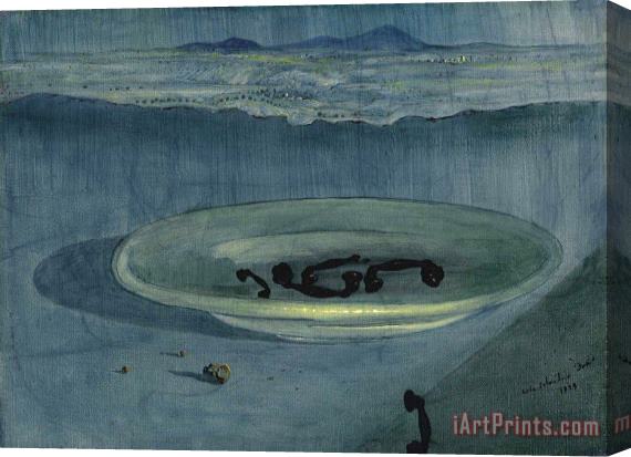 Salvador Dali Paisatge Amb Telefons Sobre Un Plat (landscape with Telephones on a Plate), 1939 Stretched Canvas Painting / Canvas Art