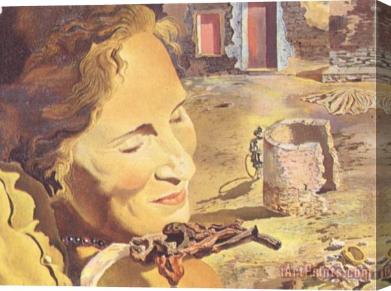 Salvador Dali Portrait of Gala with Two Lamb Chops Balanced on Her Shoulder Stretched Canvas Painting / Canvas Art