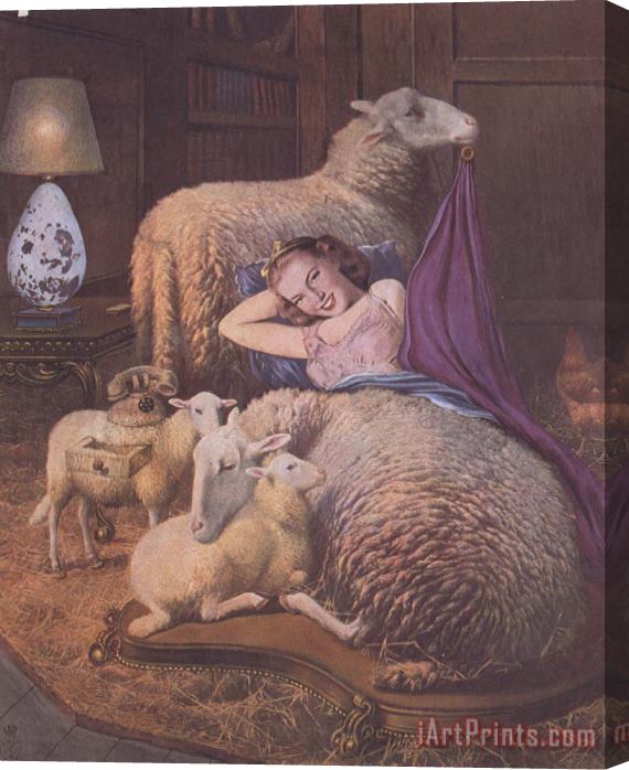 Salvador Dali Reclining Girl in Sheep Stretched Canvas Print / Canvas Art