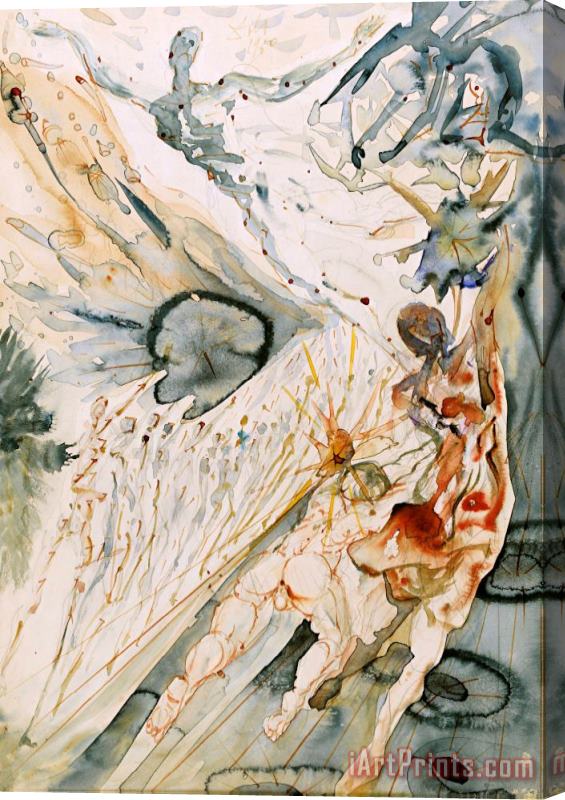 Salvador Dali Rencontre De Deux Troupes De Luxurieux Stretched Canvas Print / Canvas Art