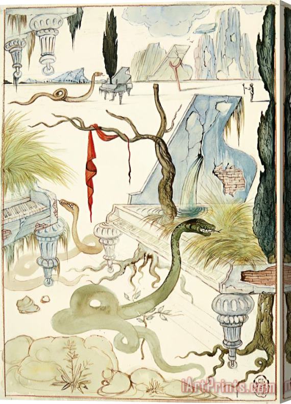 Salvador Dali Sans Titre, Le Piano Steinweg Et Le Boa, 1946 Stretched Canvas Print / Canvas Art