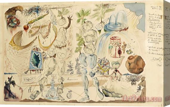 Salvador Dali Vision De L'age Atomique, 1948 Stretched Canvas Painting / Canvas Art
