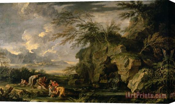 Salvator Rosa The Finding of Moses Stretched Canvas Print / Canvas Art