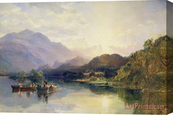 Samuel Bough Fishing Party at Loch Achray with a View of Ben Venue Beyond Stretched Canvas Print / Canvas Art