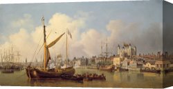 Birthday Canvas Paintings - The Thames and the Tower of London supposedly on the King's Birthday by Samuel Scott