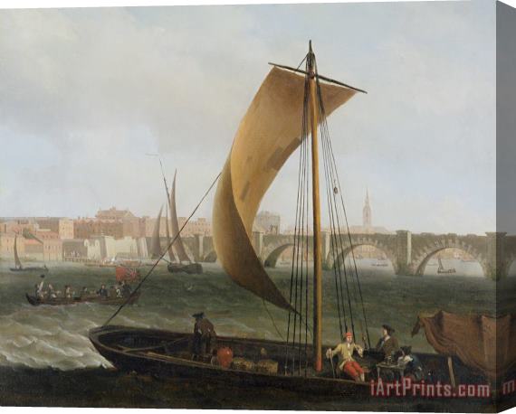 Samuel Scott View on the Thames with Westminster Bridge Stretched Canvas Print / Canvas Art