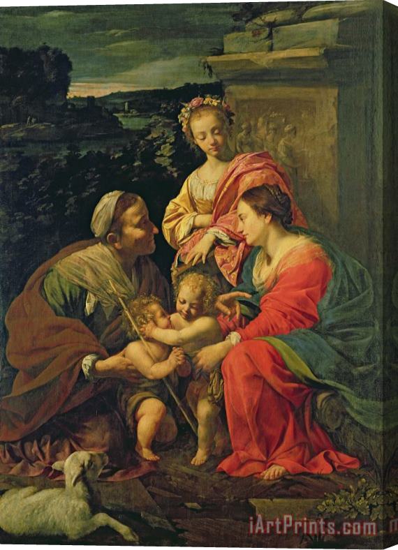 Simon Vouet The Virgin and Child with Saints Stretched Canvas Print / Canvas Art