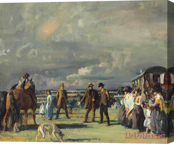 Sir Alfred James Munnings A Gypsy Encampment Stretched Canvas Print / Canvas Art