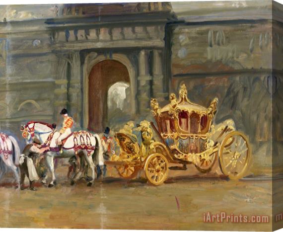 Sir Alfred James Munnings The Gold State Coach at The Royal Mews Stretched Canvas Print / Canvas Art
