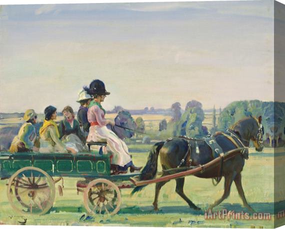 Sir Alfred James Munnings The Green Waggon Stretched Canvas Painting / Canvas Art