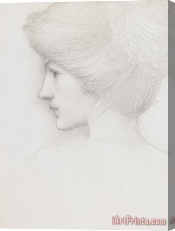 Sir Edward Coley Burne-Jones Study Of A Woman's Head Profile To Left Stretched Canvas Print / Canvas Art
