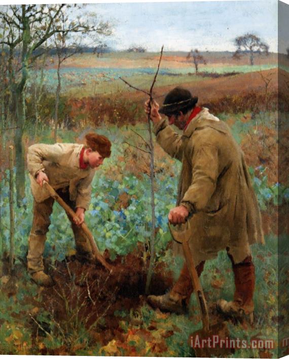 Sir George Clausen Planting a Tree Stretched Canvas Print / Canvas Art