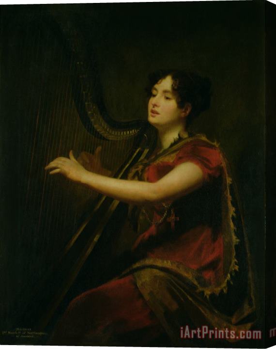 Sir Henry Raeburn The Marchioness of Northampton Playing a Harp Stretched Canvas Painting / Canvas Art