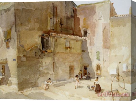 Sir William Russell Flint A Sunlit Square Languedoc Stretched Canvas Painting / Canvas Art