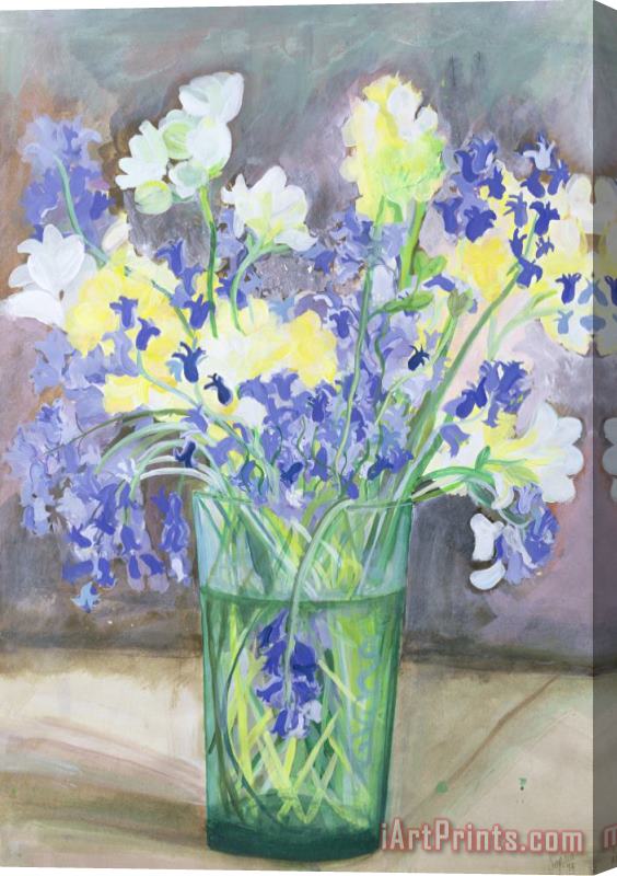 Sophia Elliot Bluebells And Yellow Flowers Stretched Canvas Print / Canvas Art