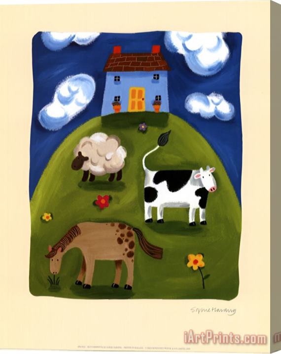 Sophie Harding Blue Farmhouse Stretched Canvas Print / Canvas Art