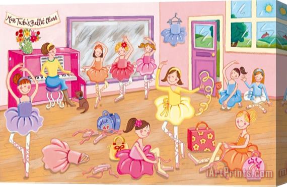Sophie Harding Miss Tutu's Ballet Class Stretched Canvas Painting / Canvas Art
