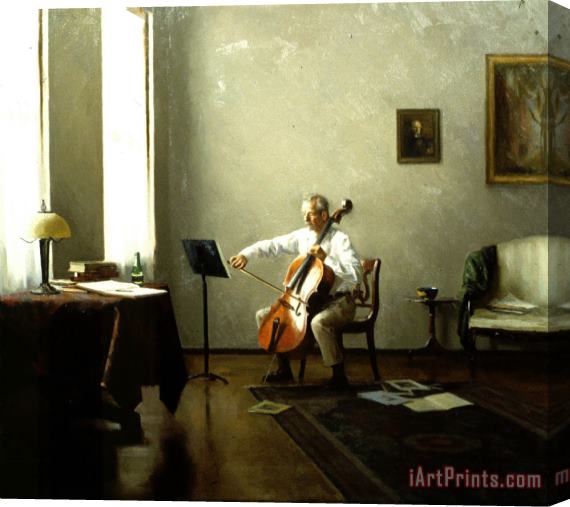 Steven J Levin Man Playing a Cello Stretched Canvas Painting / Canvas Art