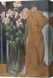 Bouquet De Fleurs Et L'esquisse D'une Statue, 1949 Canvas Prints - Bouquet De Fleurs Et L'esquisse D'une Statue, 1949 by tamara de lempicka
