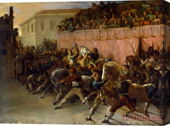 Theodore Gericault Riderless Racers at Rome Stretched Canvas Painting / Canvas Art