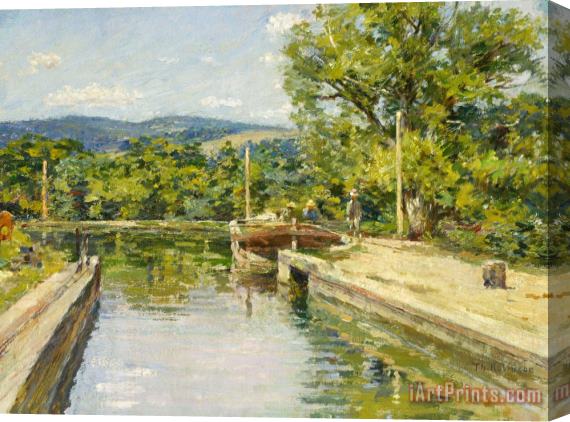 Theodore Robinson Canal Scene Stretched Canvas Painting / Canvas Art