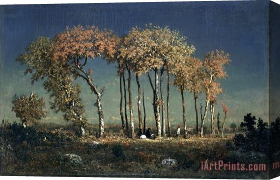 Theodore Rousseau Under The Birches, Evening Stretched Canvas Painting / Canvas Art