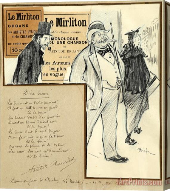 Theophile Alexandre Steinlen Study for The Cover of The Journal Le Mirliton (the Kazoo) Stretched Canvas Print / Canvas Art