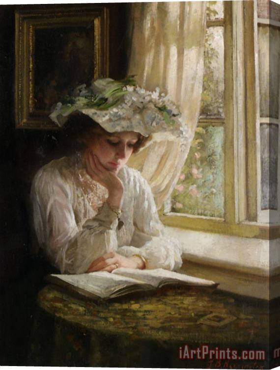 Thomas Benjamin Kennington Lady Reading by a Window Stretched Canvas Print / Canvas Art